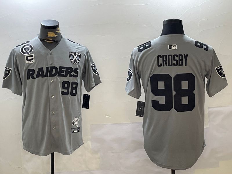 Men Oakland Raiders #98 Crosby Grey five generations 2024 Nike Limited NFL Jersey style 1->oakland raiders->NFL Jersey